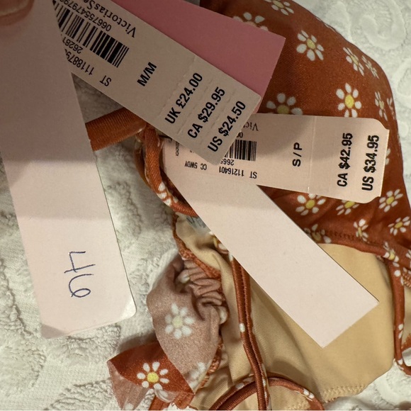 NWT Victoria’s Secret Swim Floral Triangle Bikini Ruffle Top Bikini Set S M - Picture 8 of 9